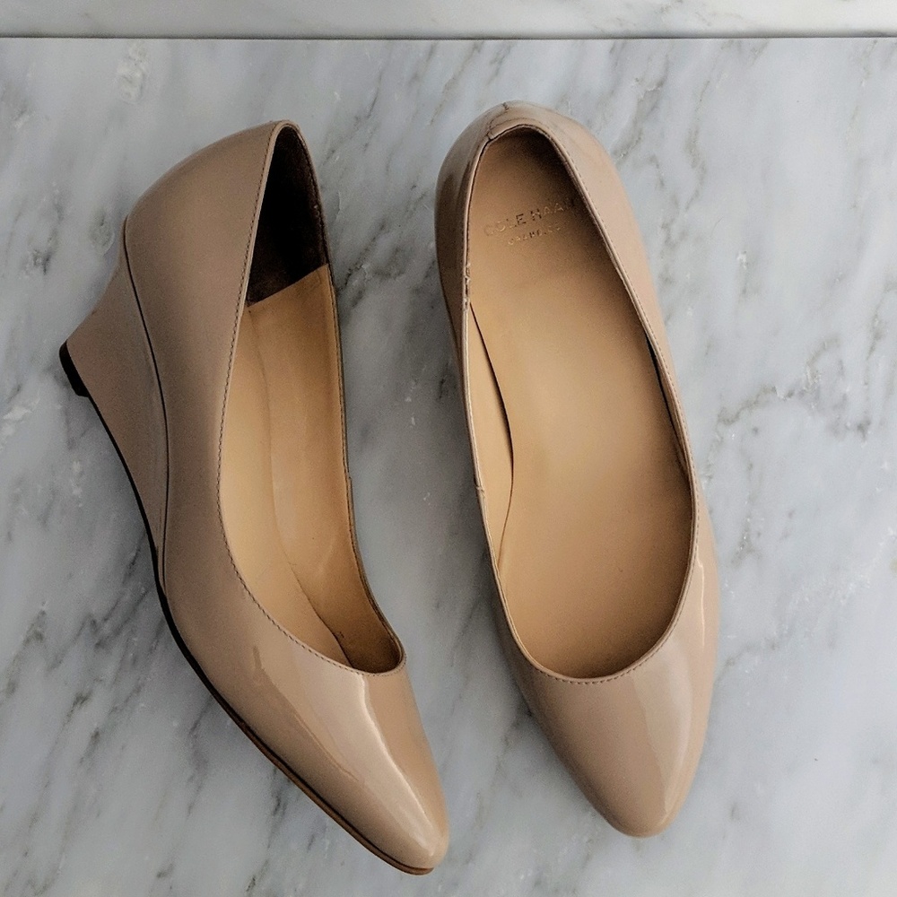 Cole Haan Nude Patent Leather Wedges